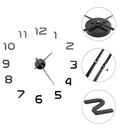 Horloge murale 3D Design moderne 100 cm XXL Noir