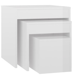 Tables gigognes 3 pcs Blanc brillant Aggloméré