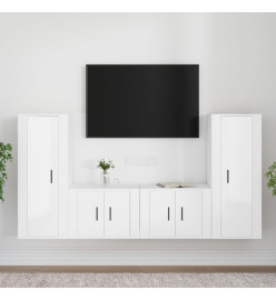 Ensemble de meubles TV 4 pcs Blanc brillant Bois d'ingénierie