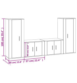 Ensemble de meubles TV 4 pcs Blanc brillant Bois d'ingénierie