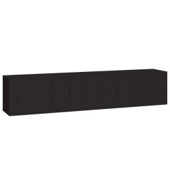 Ensemble de meubles TV 4 pcs Noir Bois d'ingénierie