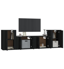 Ensemble de meubles TV 4 pcs Noir Bois d'ingénierie