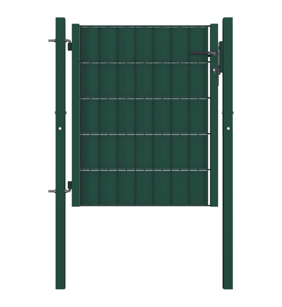 Portail de clôture PVC et acier 100x81 cm Vert