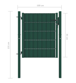 Portail de clôture PVC et acier 100x81 cm Vert