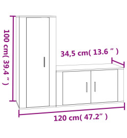 Ensemble de meubles TV 2 pcs blanc brillant bois d'ingénierie