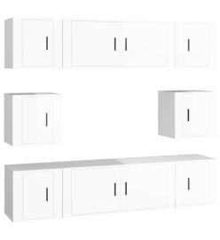 Ensemble de meubles TV 8 pcs Blanc brillant Bois d'ingénierie