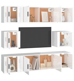 Ensemble de meubles TV 8 pcs Blanc brillant Bois d'ingénierie