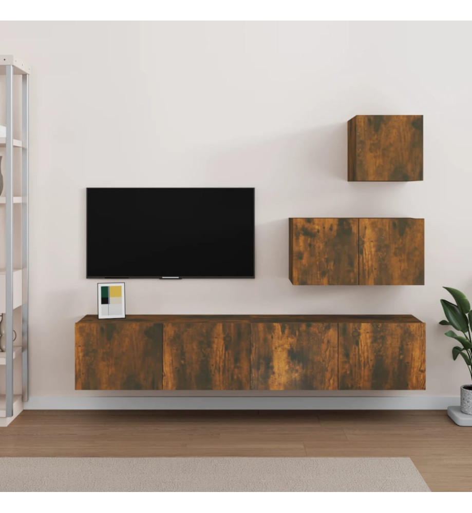 Ensemble de meubles TV 4 pcs Chêne fumé Bois d'ingénierie