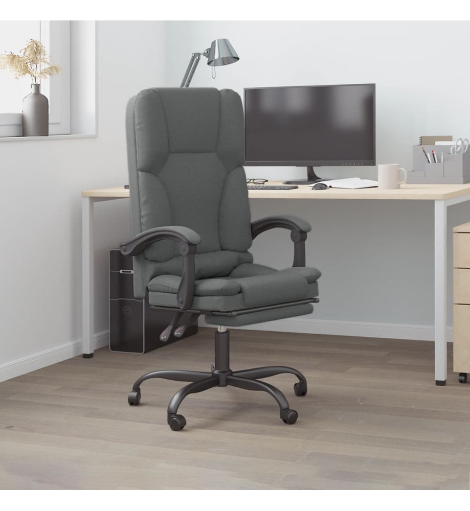 Fauteuil de massage inclinable de bureau Gris foncé Tissu