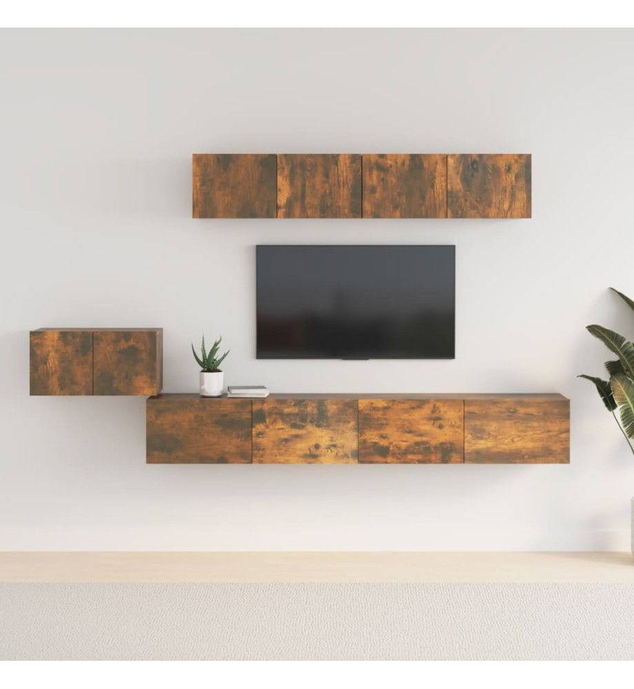 Ensemble de meubles TV 5 pcs Chêne fumé Bois d'ingénierie