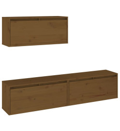 Meubles TV 3 pcs Marron miel Bois massif de pin