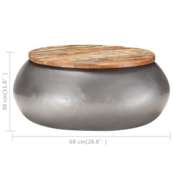 Table basse Gris 68x68x30 cm Bois de récupération solide