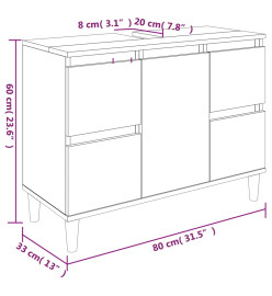 Meuble d'évier sonoma gris 80x33x60 cm bois d'ingénierie