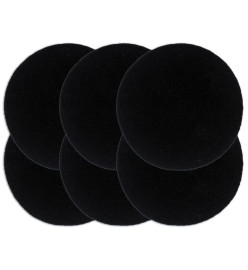 Napperons 6 pcs Noir Plain 38 cm Rond Coton