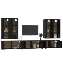 Ensemble de meubles TV 7 pcs Noir Bois d'ingénierie