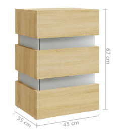 Table de chevet à LED chêne sonoma 45x35x67cm bois d'ingénierie