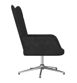 Chaise de relaxation avec tabouret Noir Tissu