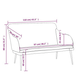 Banc Gris clair 110x76x80 cm Velours