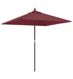 Parasol de jardin avec mât en bois rouge bordeaux 198x198x231cm