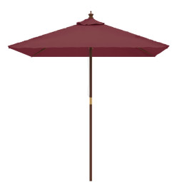 Parasol de jardin avec mât en bois rouge bordeaux 198x198x231cm