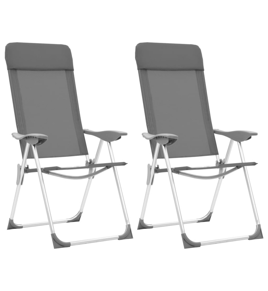 Chaises de camping pliables 2 pcs Gris Aluminium