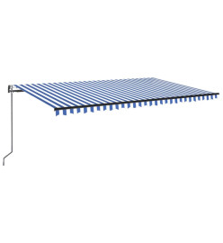 Auvent automatique capteur de vent/LED 500x300 cm Bleu et blanc