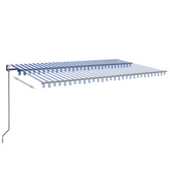 Auvent automatique capteur de vent/LED 500x300 cm Bleu et blanc