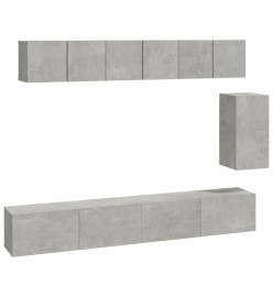 Ensemble de meubles TV 6 pcs Gris béton Bois d'ingénierie