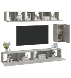 Ensemble de meubles TV 6 pcs Gris béton Bois d'ingénierie