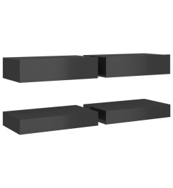 Meubles TV avec lumières LED 2 pcs gris brillant 60x35 cm