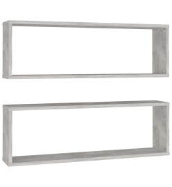 Étagères cube murales 2 pcs Gris béton 80x15x26,5 cm Aggloméré