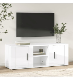 Meuble TV Blanc brillant 100x31,5x35 cm Bois d'ingénierie