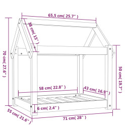 Lit pour chien 71x55x70 cm Bois de pin solide