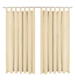 Rideau occultant avec boucles 2 pcs 140 x 175 cm Beige