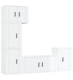 Ensemble de meubles TV 5 pcs Blanc brillant Bois d'ingénierie