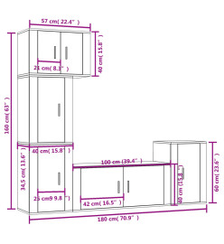 Ensemble de meubles TV 5 pcs Blanc brillant Bois d'ingénierie