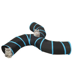 Tunnel pour chats à 3 voies Noir et bleu 25 cm Polyester