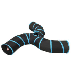 Tunnel pour chats à 3 voies Noir et bleu 25 cm Polyester