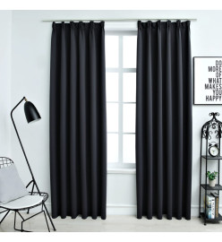 Rideaux occultants avec crochets 2 pcs Noir 140x225 cm