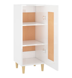 Buffet Blanc brillant 34,5x34x90 cm Bois d'ingénierie