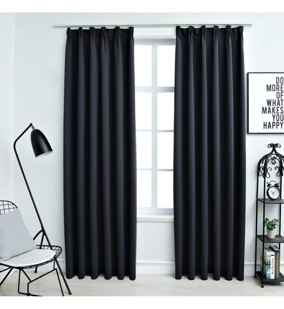 Rideaux occultants avec crochets 2 pcs Anthracite 140x175 cm Rideaux occultants avec crochets 2 pcs Anthracite 140x175 cm