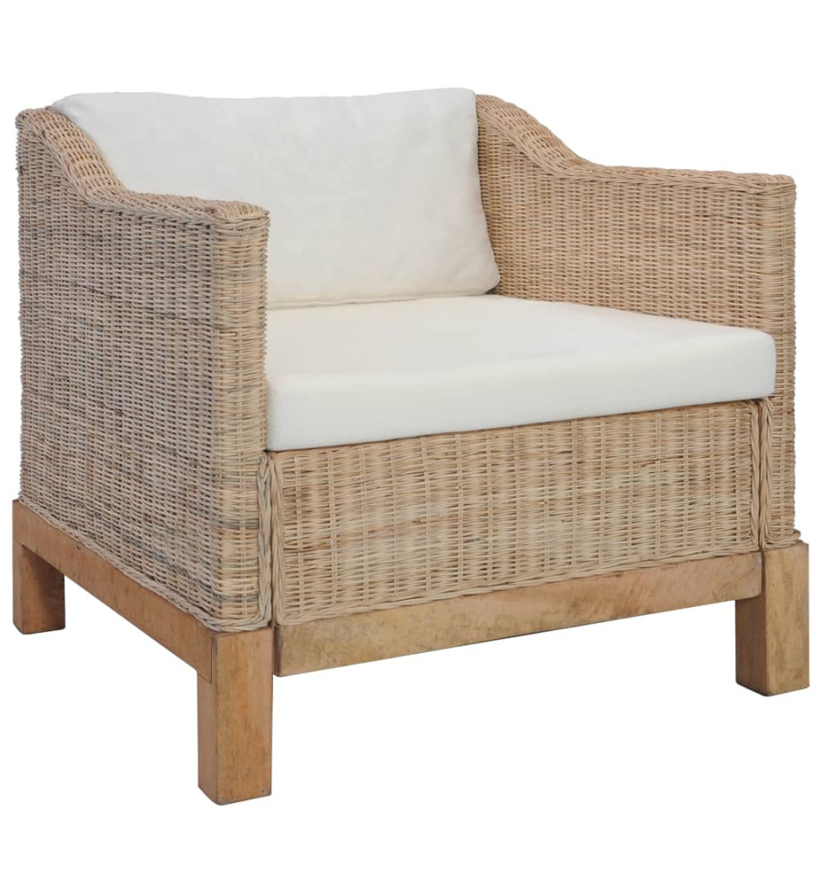 Fauteuil avec coussins Rotin naturel