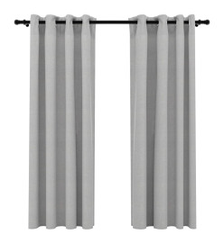 Rideaux occultants Aspect lin avec œillets 2 pcs Gris 140x175cm