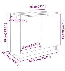 Armoire de bain Chêne fumé 64,5x33,5x59 cm Bois d'ingénierie