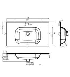 Lavabo encastré 805x460x105 mm SMC Blanc