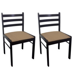 Chaises à manger lot de 2 marron hévéa solide et velours