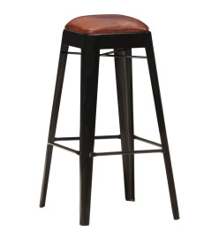 Tabourets de bar lot de 2 noir cuir véritable