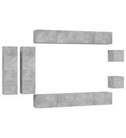 Ensemble de meuble TV 8 pcs Gris béton Aggloméré