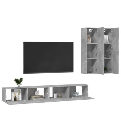 Ensemble de meubles TV 4 pcs Gris béton Aggloméré