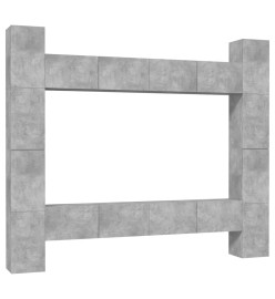 Ensemble de meubles TV 8 pcs Gris béton Bois d'ingénierie